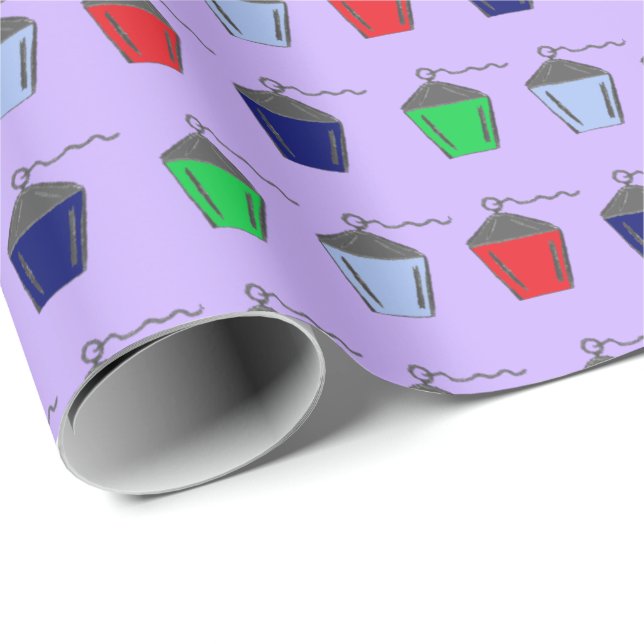 Bryn Mawr Lanterns Purple Lilac Wrapping Paper (Roll Corner)