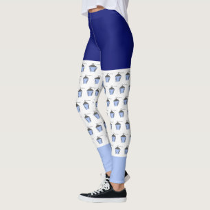Bryn Mawr Light Blue Lantern Pattern Leggings