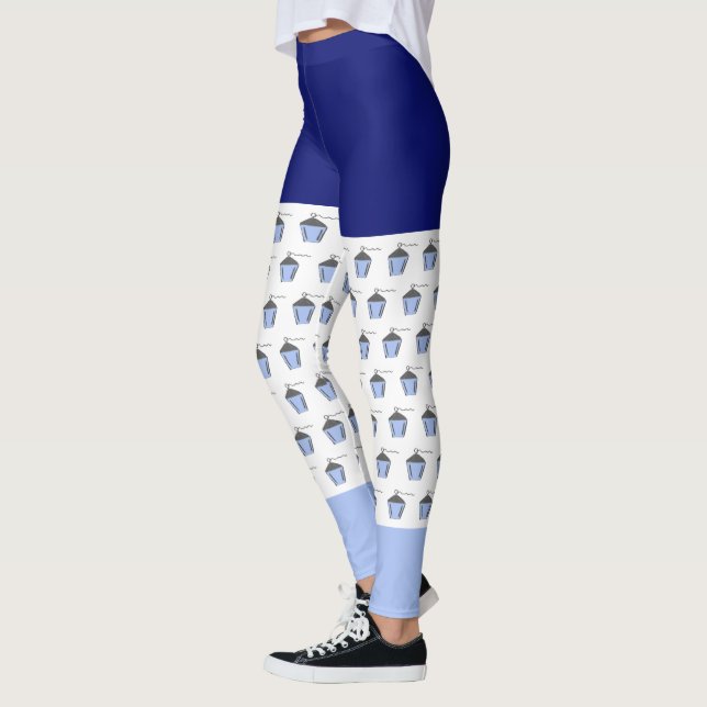 Bryn Mawr Light Blue Lantern Pattern Leggings (Left)