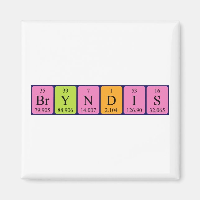 Bryndís periodic table name magnet (Front)