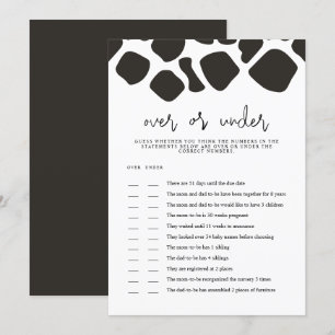 BRYNDLE Cow Print Over Under Baby Shower Game Card