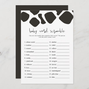 BRYNDLE Modern Cow Print Baby Word Scramble Game   Invitation