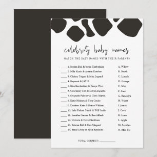 BRYNDLE Modern Cow Print Celebrity Baby Names Game Invitation