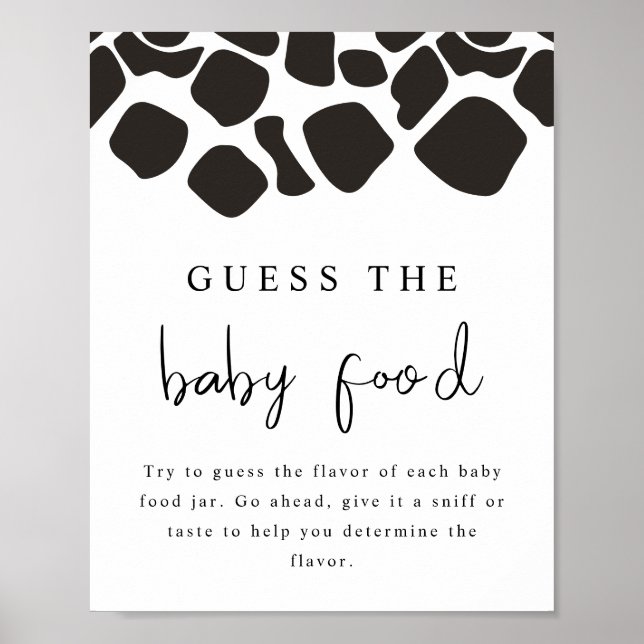 BRYNDLE Modern Cow Print Guess the Baby Food Game (Front)