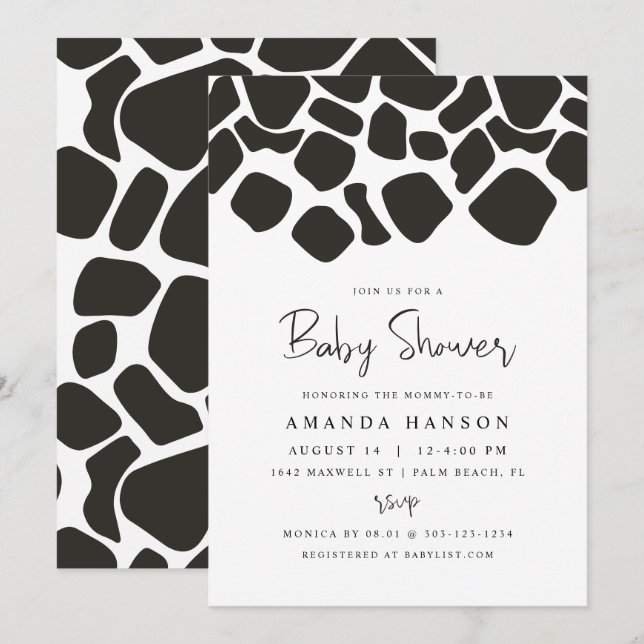 BRYNDLE Modern Farm Animal Cow Print Baby Shower I Invitation (Front/Back)