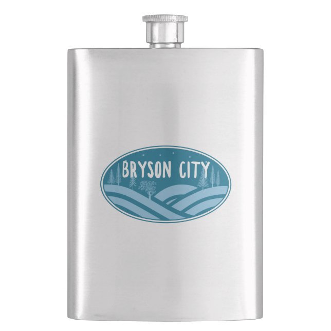 Bryson City North Carolina Outdoors Hip Flask (Front)
