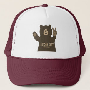 Bryson City North Carolina Peace Bear Trucker Hat