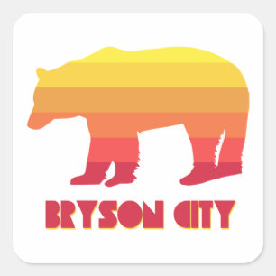 Bryson City North Carolina Rainbow Bear Square Sticker
