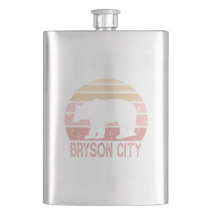 Bryson City North Carolina Retro Bear Hip Flask