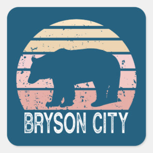 Bryson City North Carolina Retro Bear Square Sticker