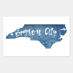 Bryson City North Carolina Wood Grain Rectangular Sticker
