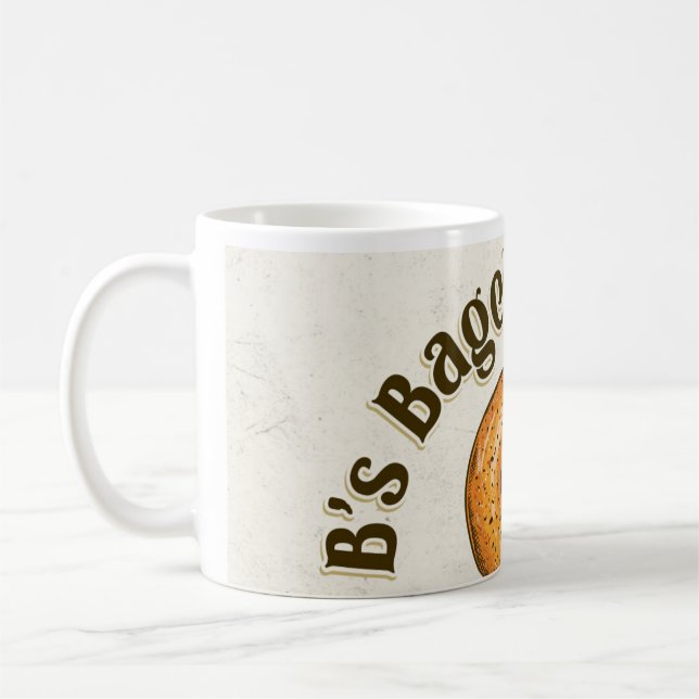 B's Bagels Tan Background Coffee cup (Left)