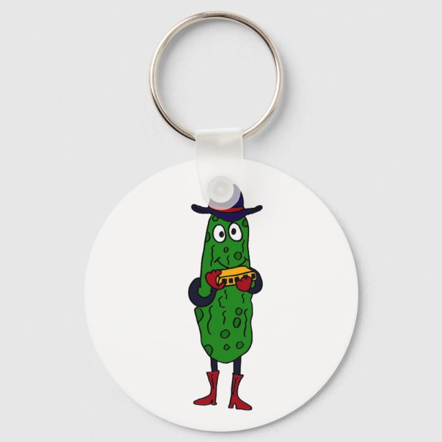 BS- Funny Pickle Playing Harmonica Cartoon Key Ring (Front)