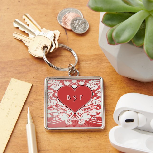 BSF Best Sister Friend Forever Grunge Heart  Key Ring (Desk)