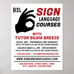BSL, Okay Gesture, Sign Language Course Advert