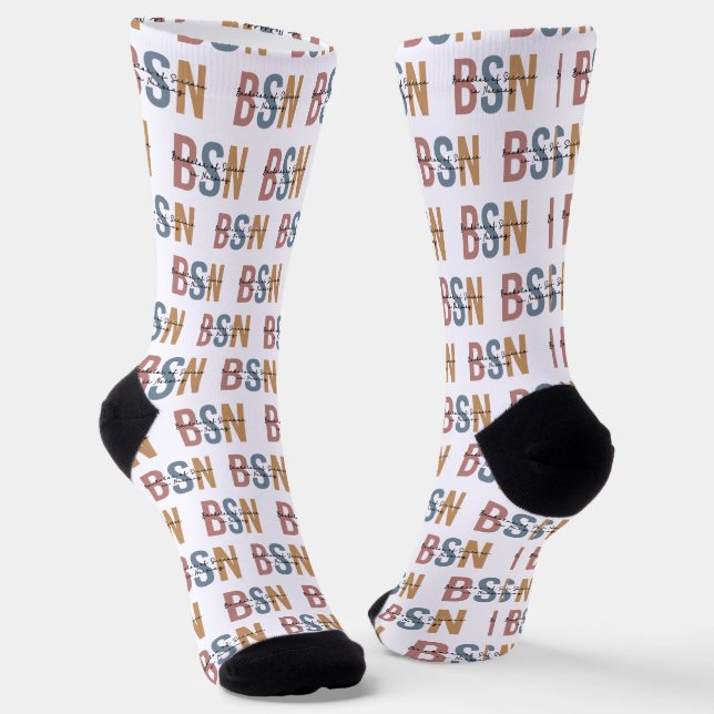 BSN Bachelor of Science in Nursing Graduation Socks (Angled)