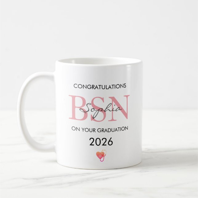 BSN Graduation Personalised Name Class of 2026 Coffee Mug (Left)