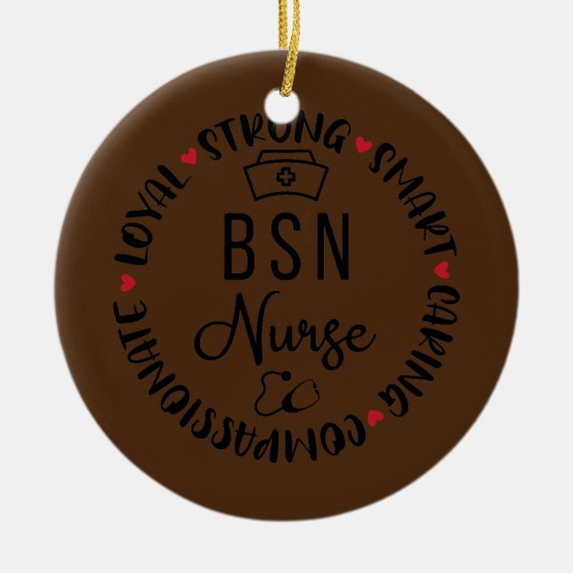 BSN Nurse Accessories Nurses Nursing Graduation Ceramic Tree Decoration (Front)