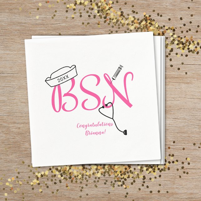 BSN nurse graduation dinner party decor Napkin (Creator Uploaded)