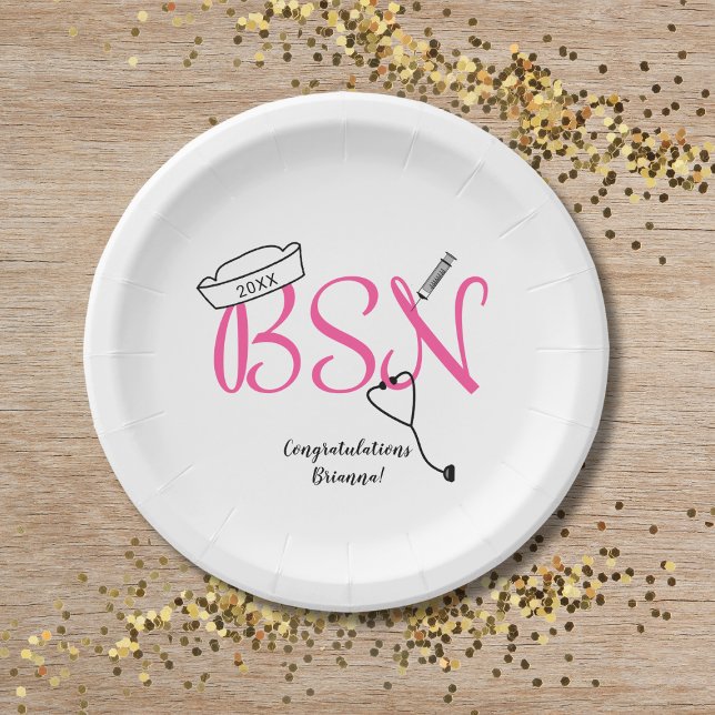 BSN nurse graduation dinner party decor Paper Plate (Creator Uploaded)