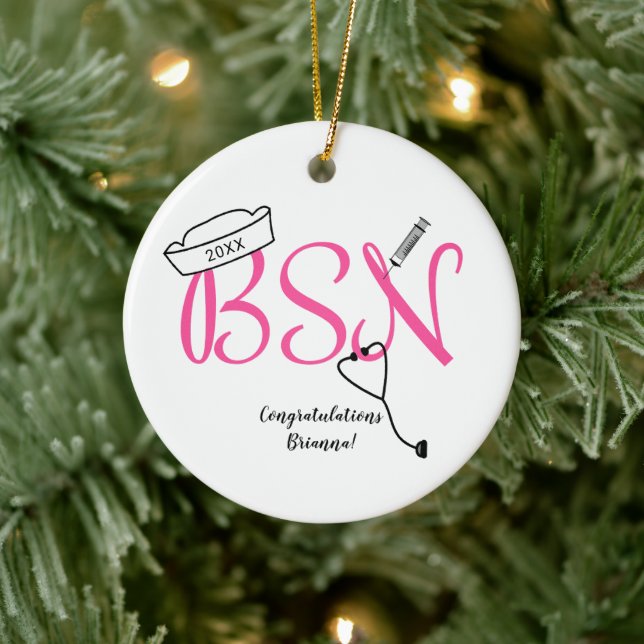 BSN nurse graduation keepsake Ceramic Tree Decoration (Tree)
