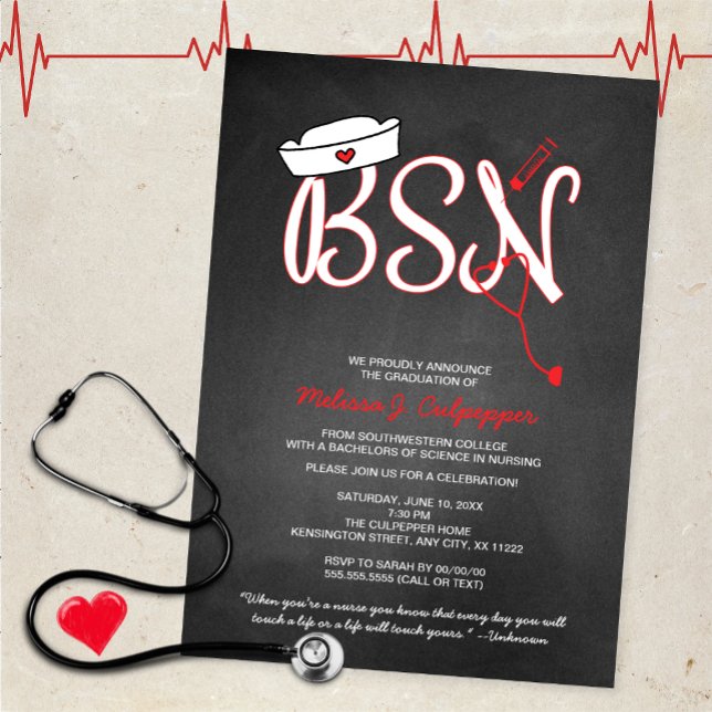 BSN nurse graduation party pinning ceremony invite (Creator Uploaded)