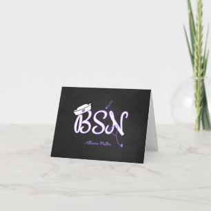 BSN purple thank you cards, nurse graduation