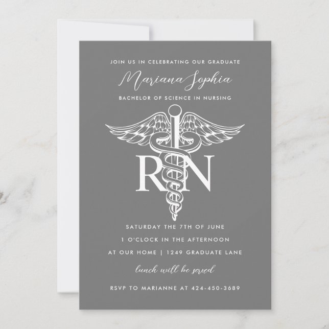 BSN RN Nurse Graduation Announcement Custom Colour (Front)