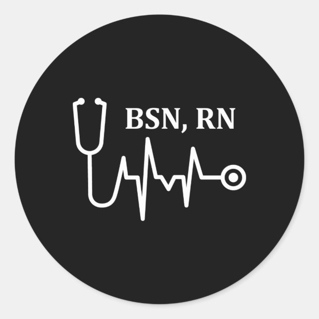Bsn Rn Registered Nurse Medical Stethoscope Hebeat Classic Round Sticker (Front)