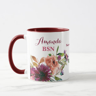 BSN Wild Flowers Nursing School Graduation  Mug