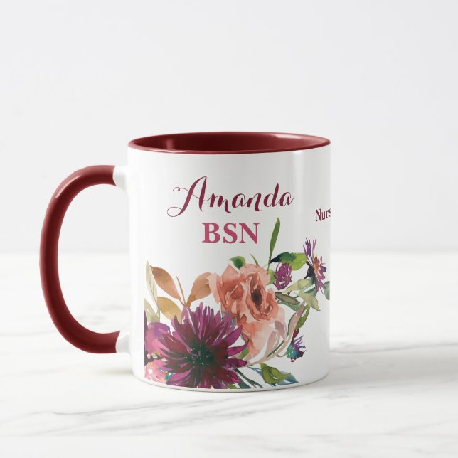 BSN Wild Flowers Nursing School Graduation  Mug (Left)