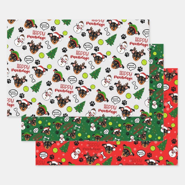 BT2MPS Min Pin Christmas Dog Wrapping Paper (Set)