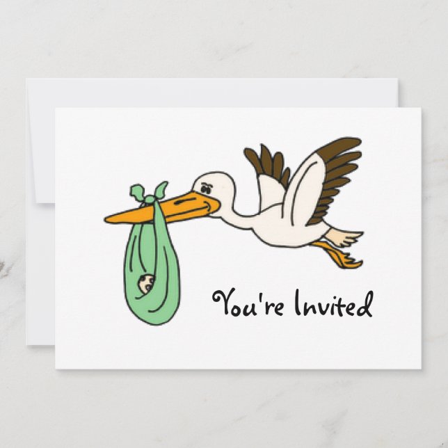 BT- Funny Stork Baby Shower Invitations (Front)