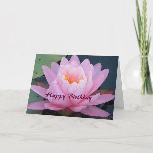 BT- Pink Water Lily Birthday Card
