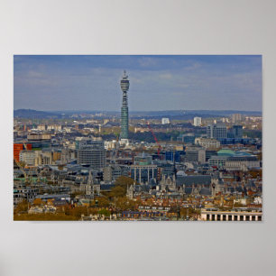 BT Tower London Skyline Cityscape England UK Poster