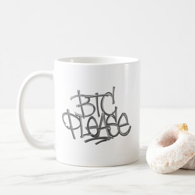 "BTC Please" (White) Coffee Mug (With Donut)