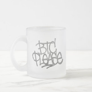 "BTC Please" (White) Frosted Glass Coffee Mug