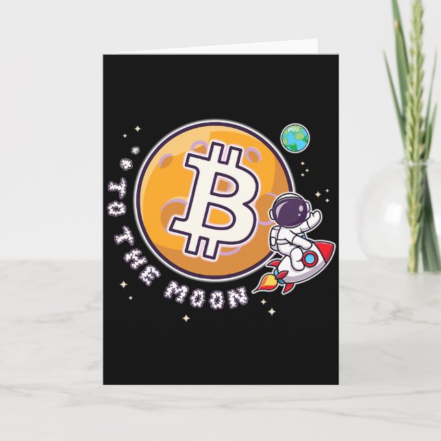 BTC to the moon - Bit Me QR Code We Accept Btc Thank You Card (Front)