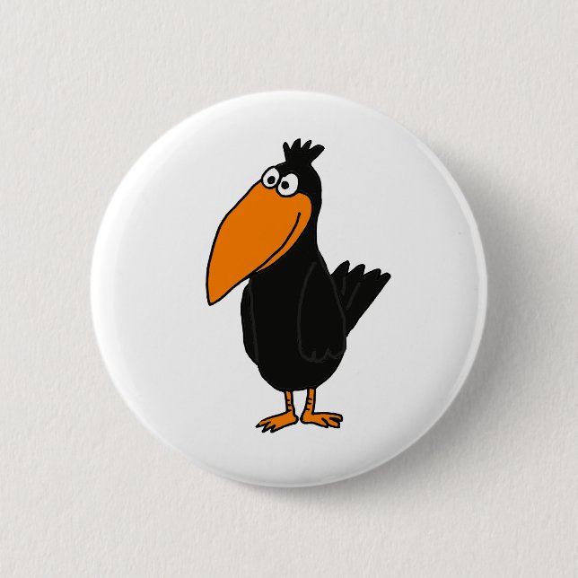 BU- Funny Crow Design 6 Cm Round Badge (Front)