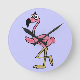 BU- Funny Flamingo Wall Clock