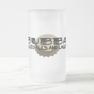 Bubba and Beer Bottle Cap Frosted Glass Beer Mug