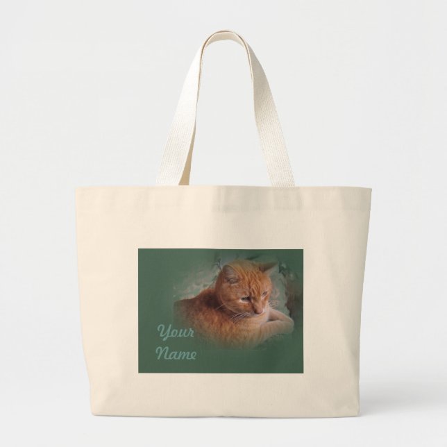 Bubba the Orange Tabby Tomcat Large Tote Bag (Front)