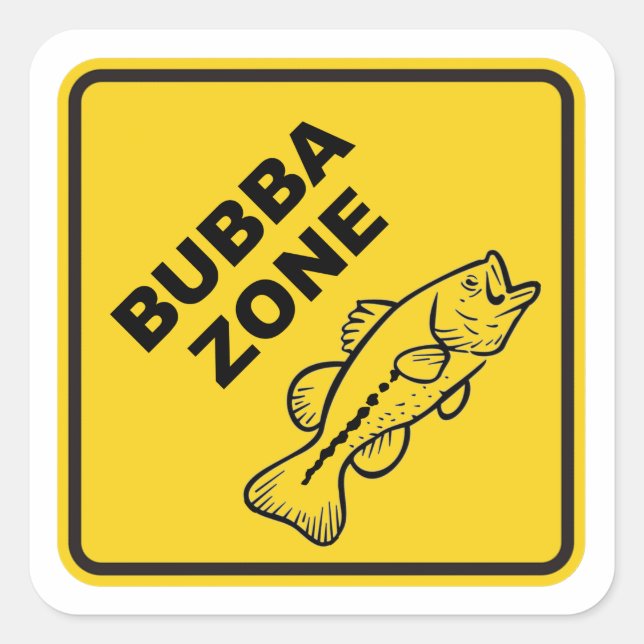 Bubba Zone Bass Fishing Square Sticker (Front)