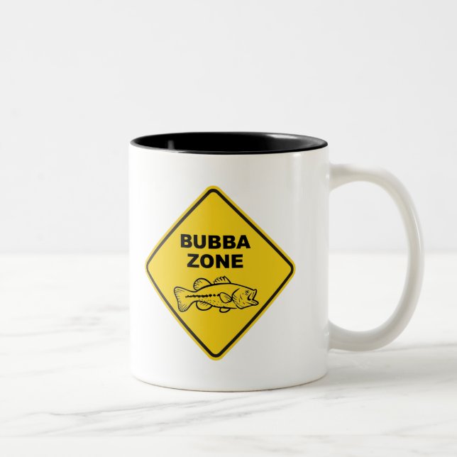 Bubba Zone Bass Fishing Two-Tone Coffee Mug (Right)