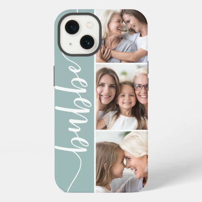 Bubbe Script Grandma Photo Collage iPhone Case (Back)