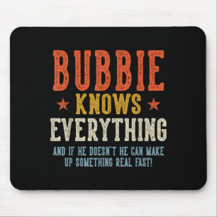 Bubbie knows everything father's day retro vintage mouse mat