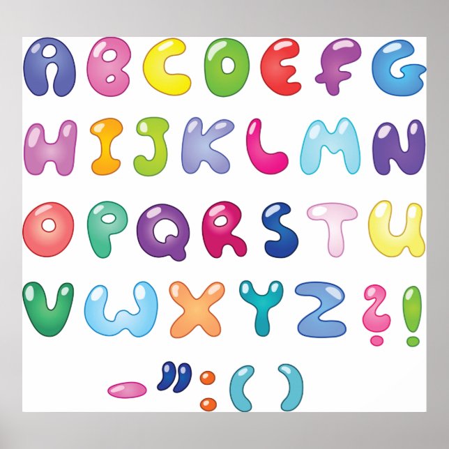 Bubble Alphabet Letters Kids Typography Poster (Front)