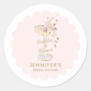 Bubble and Blooms Bridal Shower Favor Classic Round Sticker