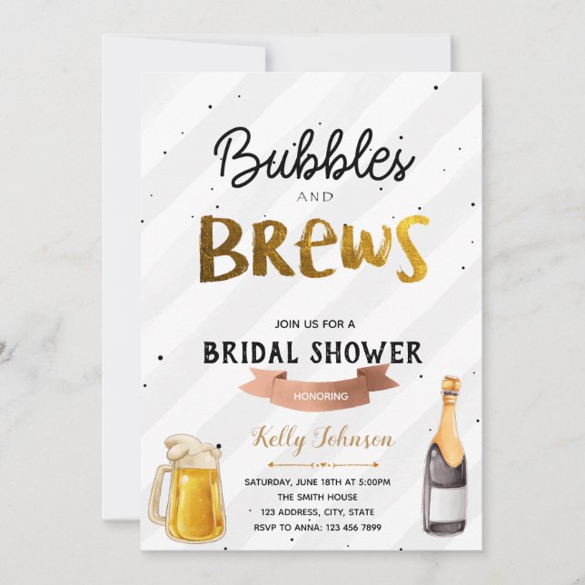 Bubble and brew bridal shower invitation (Front)