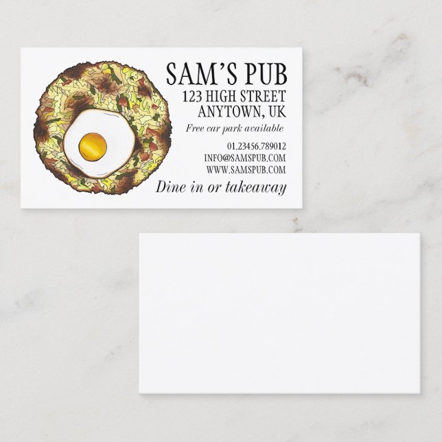 Bubble and Squeak Brunch UK British Food Pub Fare Business Card (Front/Back)